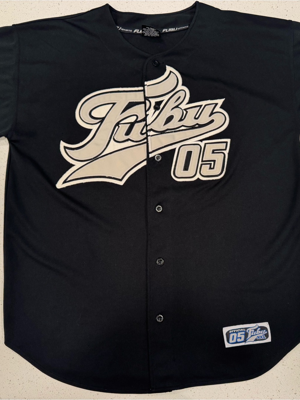 Vintage FUBU Sports 05 “The Collection “ Jersey, Black And Gray-Streetwear Y2K